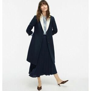 J. Crew Navy Blue Topcoat with White Contrast Lapel in Double Serge Wool size 2
